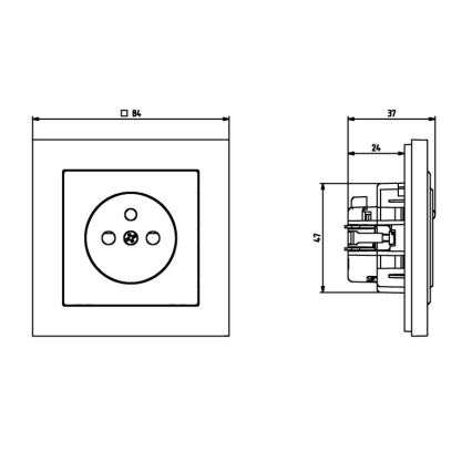 Ospel - Zásuvka domovní bez rámečku 230V + 1xUSB-A + 1xUSB-C SONATA černá