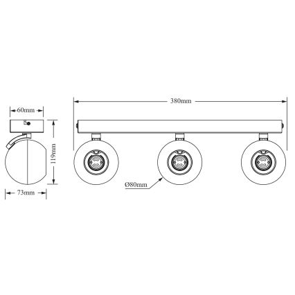 Osram - Bodové svítidlo SPOT SPHERAL 3xGU10/6W/230V černá