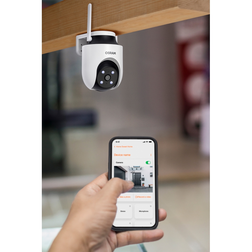 Osram - Chytrá venkovní kamera 360° se senzorem 2K SMART+ 230V IP65 Wi-Fi