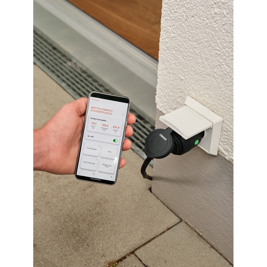 Osram - Chytrá venkovní zásuvka SMART+ MATTER SCHUKO 3680W/230V/16A IP44 Wi-Fi