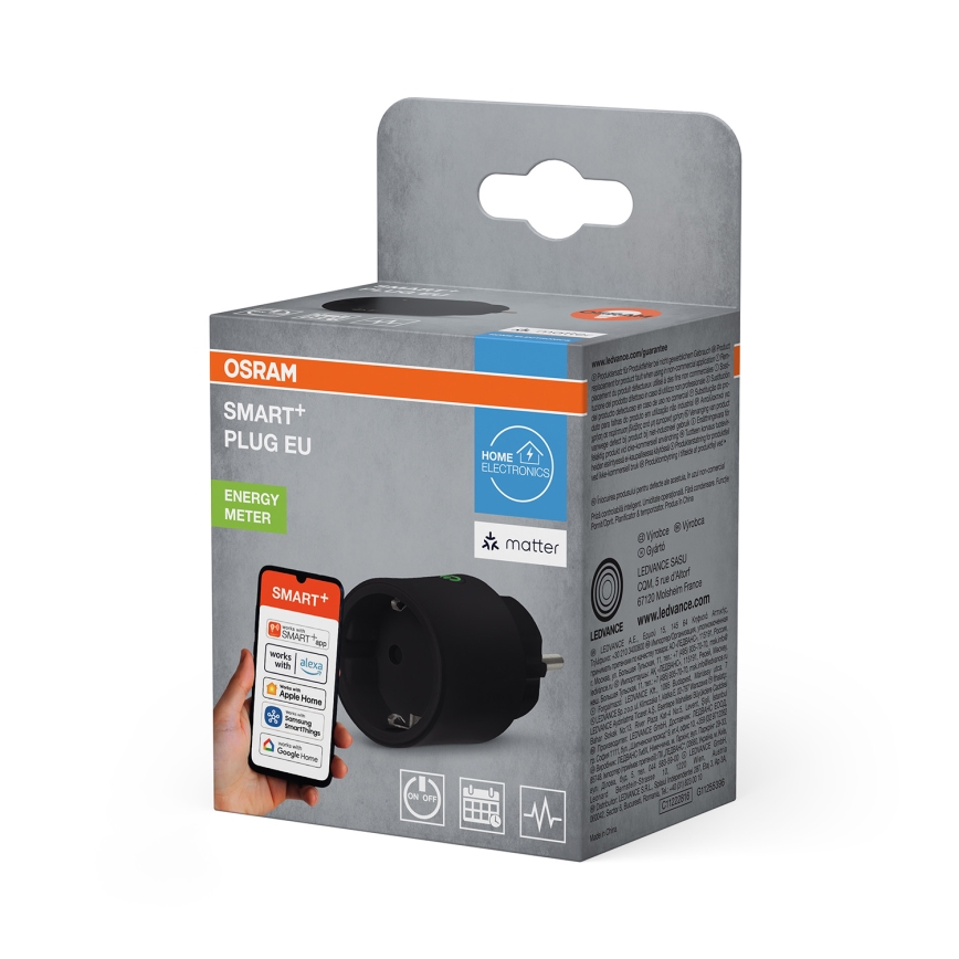 Osram - Chytrá zásuvka SMART+ MATTER SCHUKO 2300W/230V/10A Wi-Fi černá
