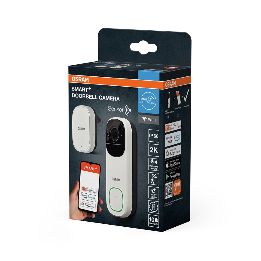 Osram - Chytrý videozvonek se senzorem 2K SMART+ 230V IP66 Wi-Fi