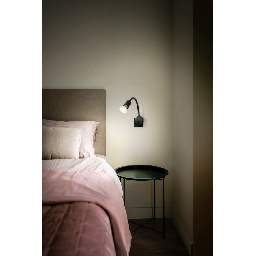 Osram - Flexibilní nástěnná lampa PLUG TUBE FLEX 1xGU10/5W/230V černá