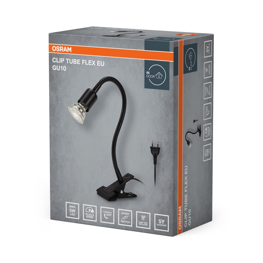 Osram - Lampa s klipem CLIP TUBE FLEX 1xGU10/5W/230V černá