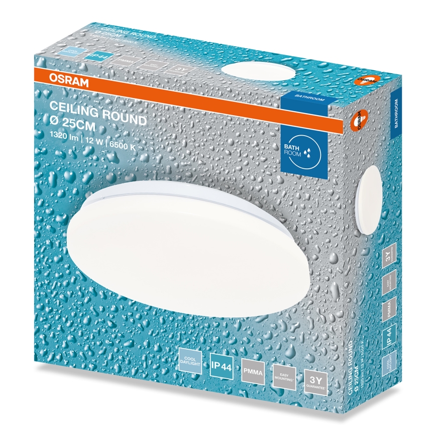 Osram - LED Koupelnové stropní svítidlo CEILING ROUND LED/12W/230V 6500K pr. 26 cm IP44 bílá