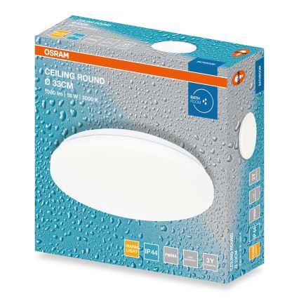 Osram - LED Koupelnové stropní svítidlo CEILING ROUND LED/18W/230V 3000K pr. 33 cm IP44 bílá