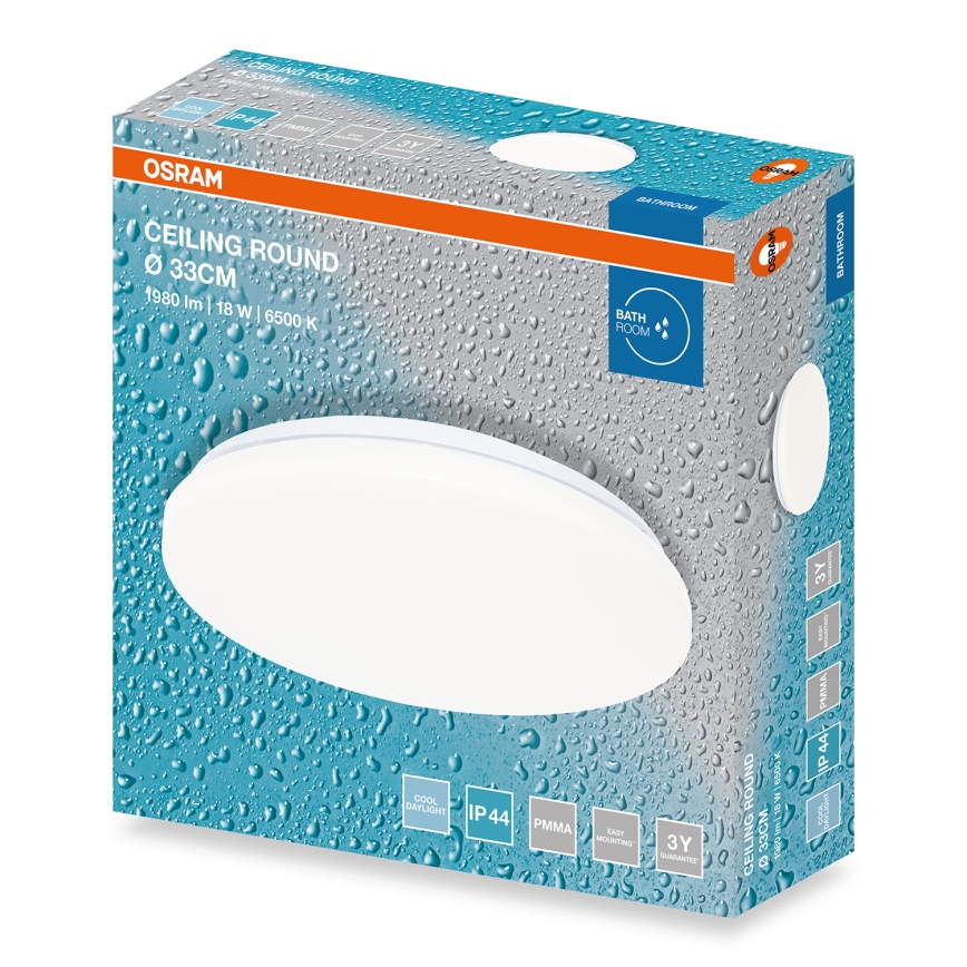 Osram - LED Koupelnové stropní svítidlo CEILING ROUND LED/18W/230V 6500K pr. 33 cm IP44 bílá