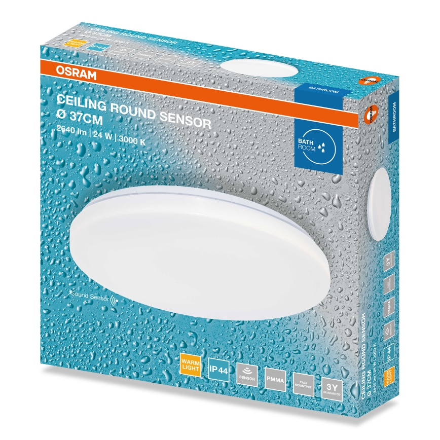 Osram - LED Koupelnové stropní svítidlo se senzorem soumraku CEILING ROUND LED/24W/230V 3000K pr. 37 cm IP44 bílá
