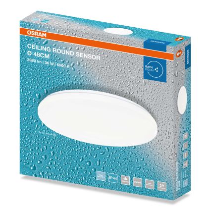 Osram - LED Koupelnové stropní svítidlo se senzorem soumraku CEILING ROUND LED/36W/230V 6500K pr. 48 cm IP44 bílá
