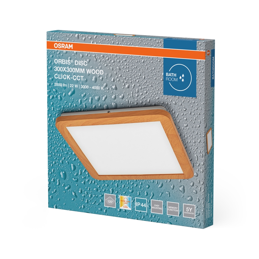 Osram - LED Koupelnové stropní svítidlo ORBIS DISC LED/22W/230V 3000/4000K 30x30 cm IP44 hnědá