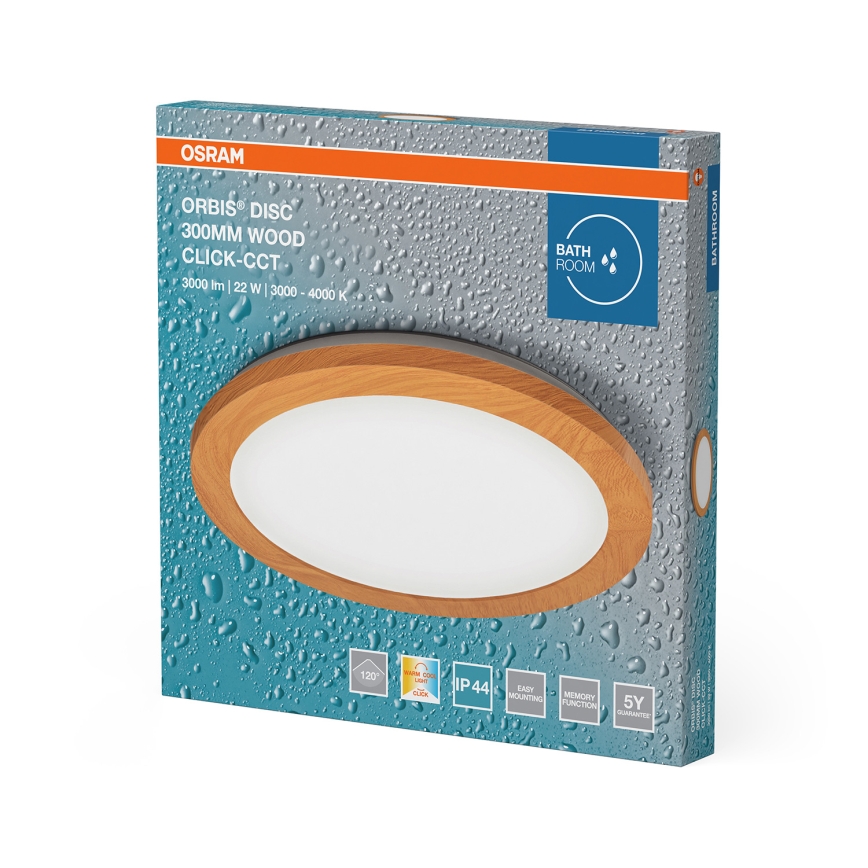 Osram - LED Koupelnové stropní svítidlo ORBIS DISC LED/22W/230V 3000/4000K pr. 30 cm IP44 hnědá