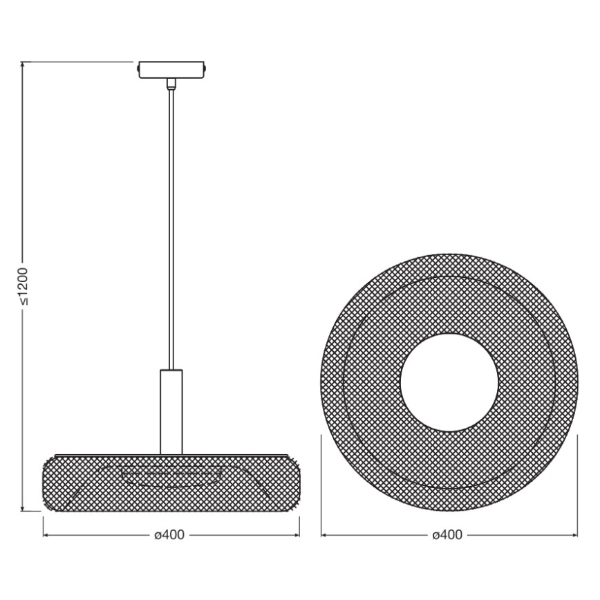 Osram - LED Lustr na lanku DECOR MESH LED/18,5W/230V pr. 40 cm černá/kaučukovník