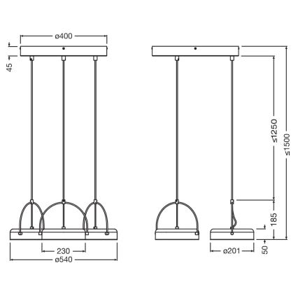 Osram - LED Lustr na lanku DECOR PUCK 3xLED/12W/230V černá