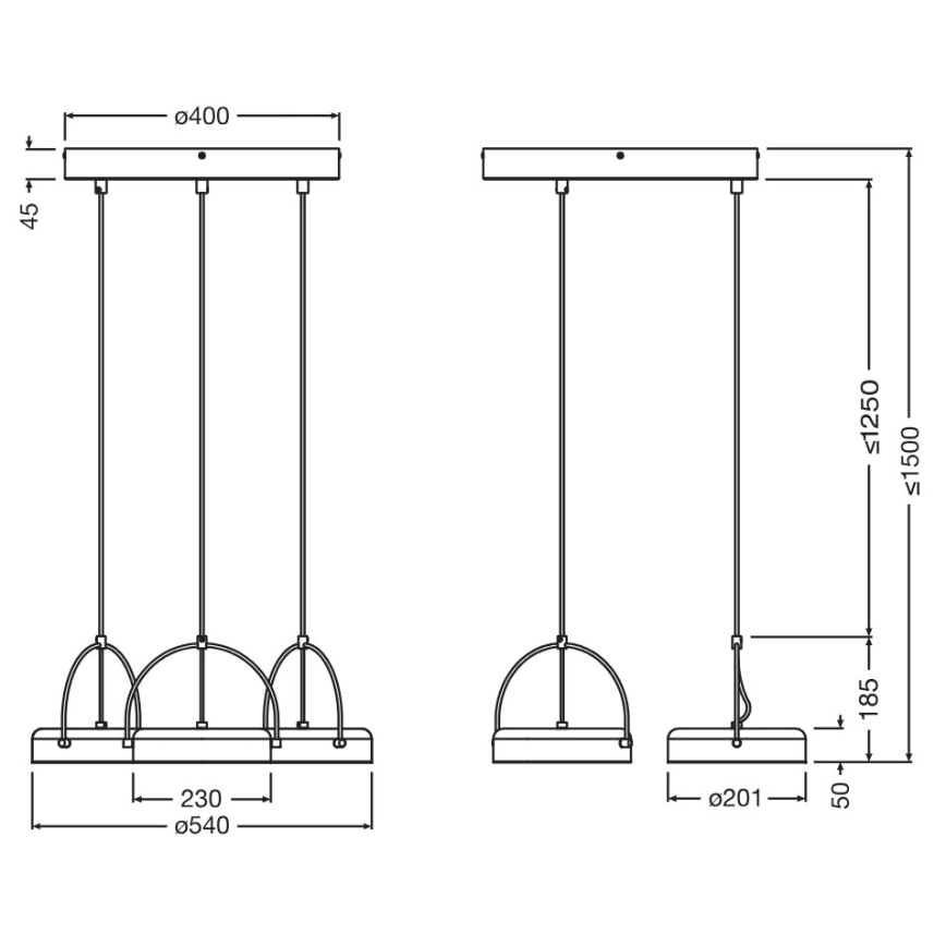 Osram - LED Lustr na lanku DECOR PUCK 3xLED/12W/230V černá