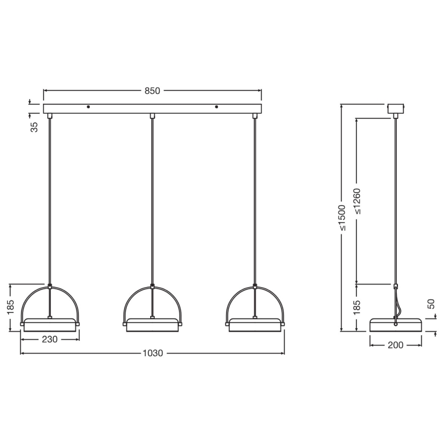 Osram - LED Lustr na lanku DECOR PUCK 3xLED/12W/230V CRI 90 černá