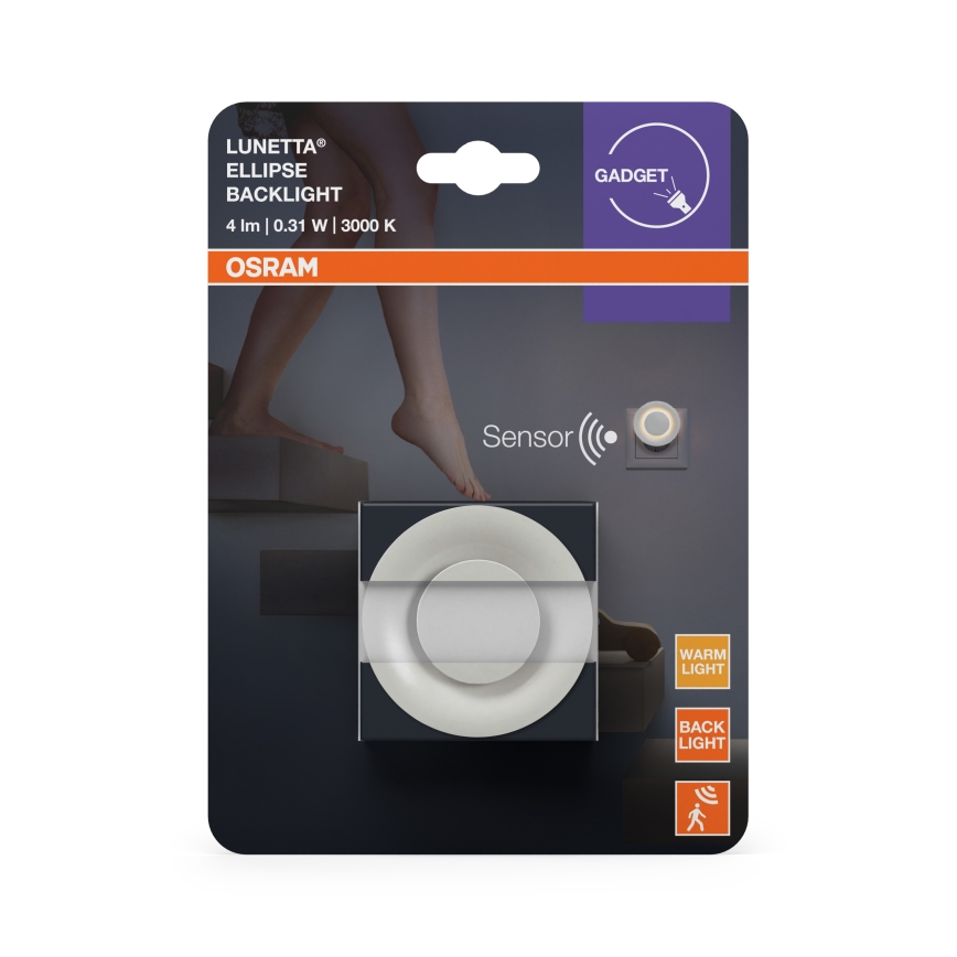 Osram - LED Noční světlo se senzorem pohybu a soumraku LUNETTA LED/0,31W/230V bílá