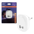 Osram - LED Noční svítidlo do zásuvky se senzorem a USB LUNETTA LED/12,5W/230V bílá