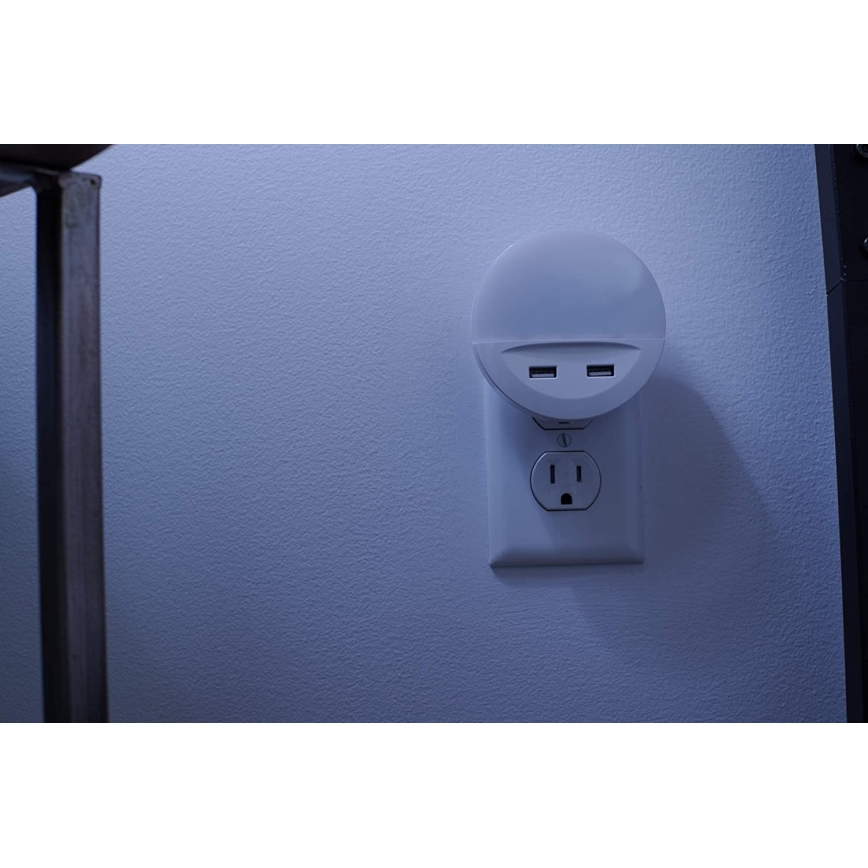 Osram - LED Noční svítidlo do zásuvky se senzorem LUNETTA 2xUSB LED/13W/230V