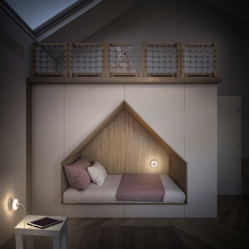 Osram - LED Orientační svítidlo do zásuvky s USB LUNETTA LED/15W/230V bílá