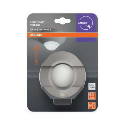 Osram - LED Orientační svítidlo se senzorem NIGHTLUX LED/2W/3xAA stříbrná