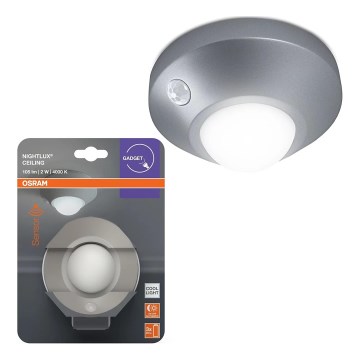 Osram - LED Orientační svítidlo se senzorem NIGHTLUX LED/2W/3xAA stříbrná