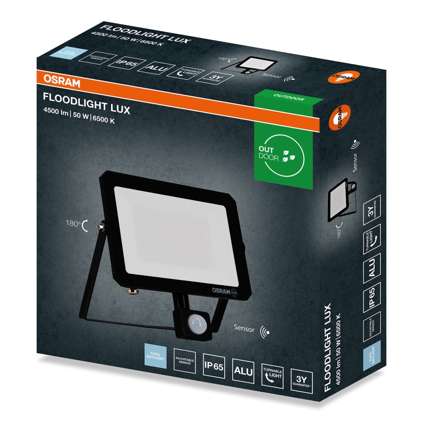 Osram - LED Reflektor se senzorem pohybu a soumraku FLOODLIGHT LED/50W/230V 6500K IP65 černá