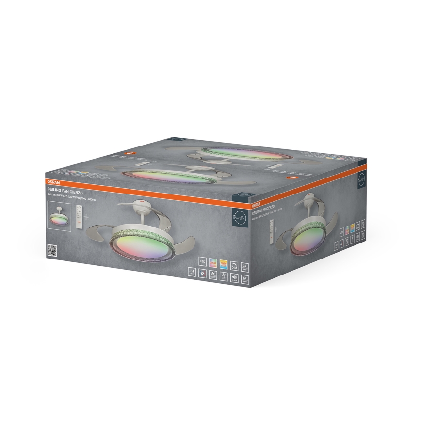 Osram - LED RGB Stmívatelné stropní svítidlo s ventilátorem CIERZO LED/35W/230V 3000-6500K + dálkové ovládání