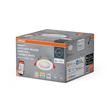 Osram - LED RGB Stmívatelné podhledové svítidlo SMART+ DOWNLIGHT LED/4,5W/230V 3000-6500K Wi-Fi