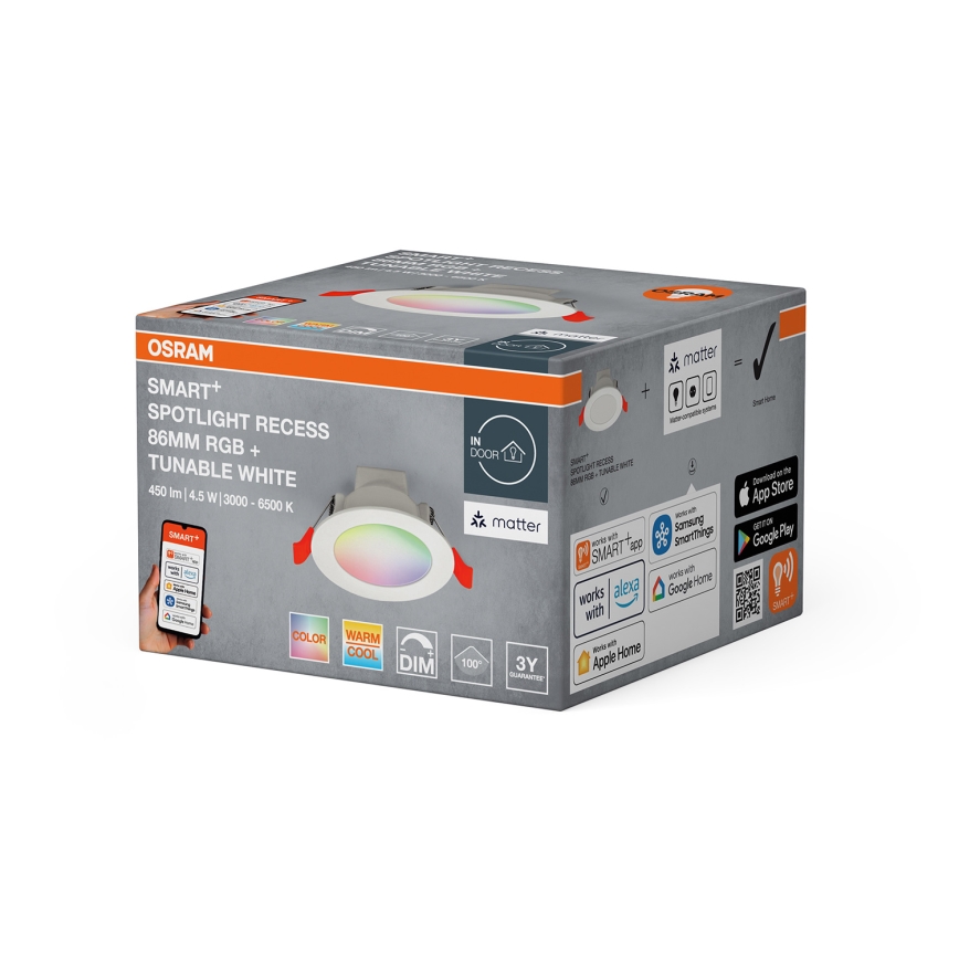 Osram - LED RGB Stmívatelné podhledové svítidlo SMART+ DOWNLIGHT LED/4,5W/230V 3000-6500K Wi-Fi