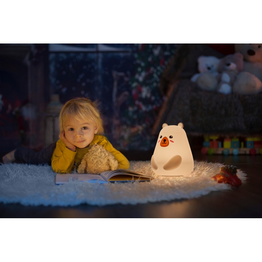 Osram - LED RGBW Stmívatelná dětská dotyková lampička NIGHTLUX BEAR LED/0,7W/3,7V 1200 mAh bílá