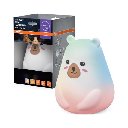 Osram - LED RGBW Stmívatelná dětská dotyková lampička NIGHTLUX BEAR LED/0,7W/3,7V 1200 mAh bílá