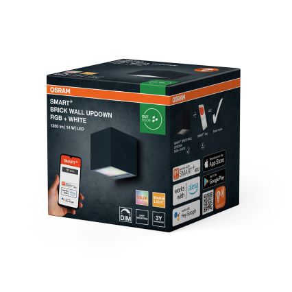 Osram - LED RGBW Stmívatelné venkovní nástěnné svítidlo SMART+ BRICK LED/14W/230V IP44 Wi-Fi