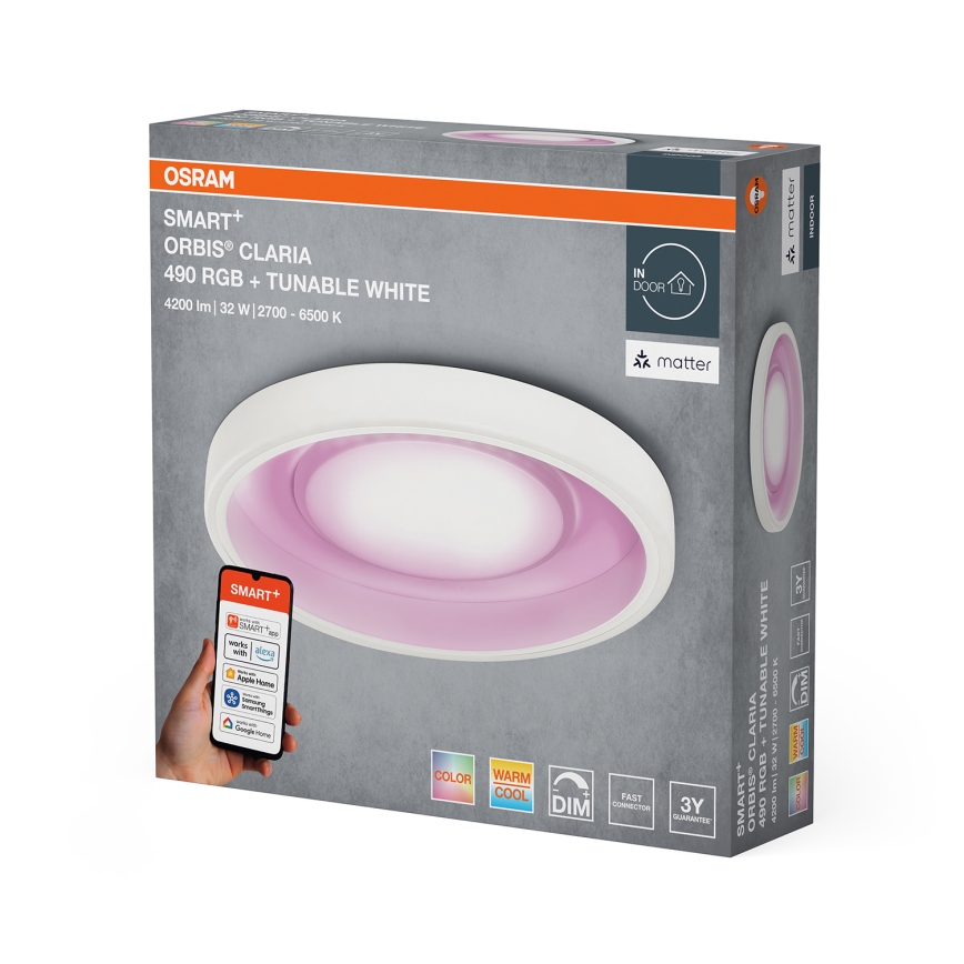 Osram- LED RGBW Stmívatelné stropní svítidlo SMART+ CLARIA LED/32W/230V pr. 49 cm 2700-6500K Wi-Fi