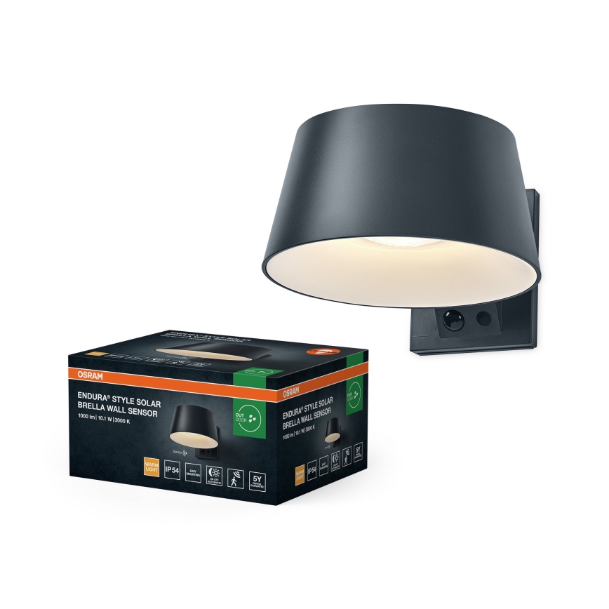 Osram - LED Solární nástěnné svítidlo se senzorem ENDURA STYLE LED/10,1W/4,2V 2000 mAh IP54 antracit