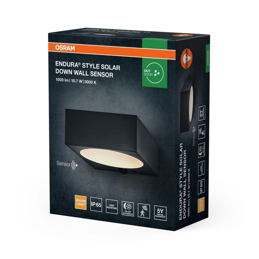 Osram - LED Stmívatelné solární nástěnné svítidlo se senzorem ENDURA STYLE LED/10,7W/4,2V 2000 mAh IP65 antracit