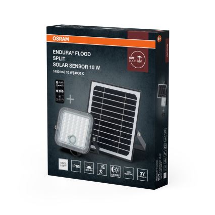 Osram - LED Stmívatelný solární reflektor se senzorem ENDURA LED/10W/4,2V 4000K IP65 černá + dálkové ovládání