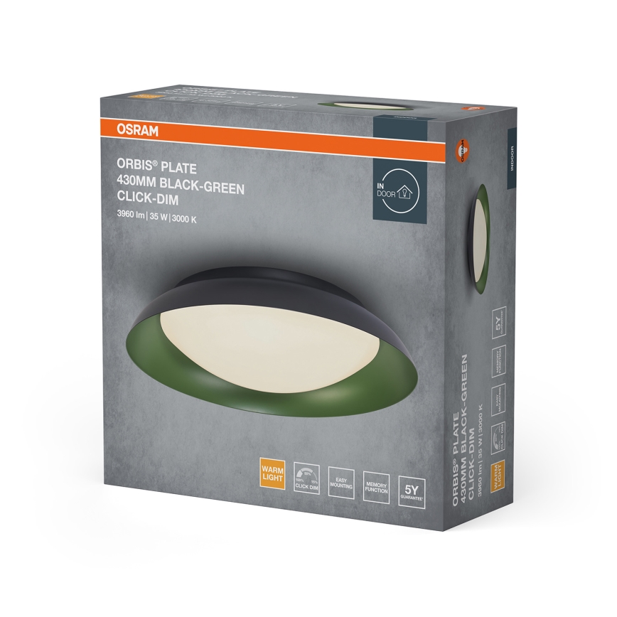 Osram - LED Stmívatelné stropní svítidlo ORBIS PLATE LED/35W/230V pr. 43 cm zelená/černá