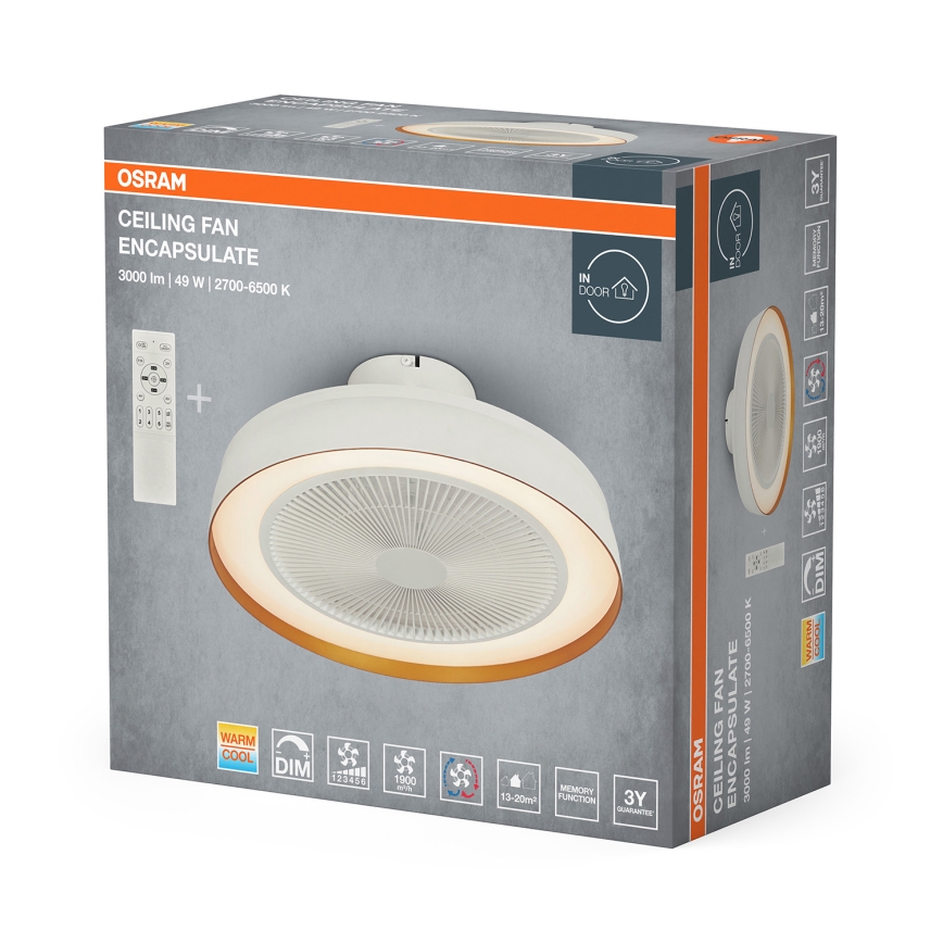 Osram - LED Stmívatelné stropní svítidlo s ventilátorem CEILING FAN LED/49W/230V 2700-6500K bílá/zlatá + dálkové ovládání