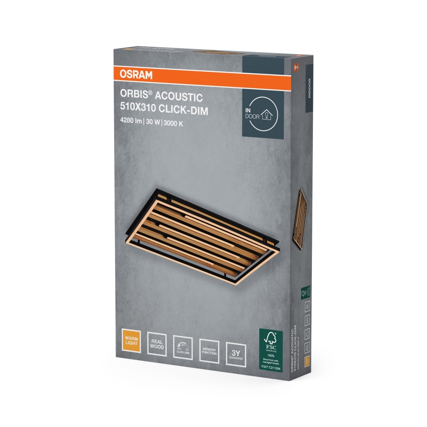 Osram - LED Stmívatelné stropní svítidlo ORBIS ACOUSTIC LED/30W/230V 51x31 cm borovice