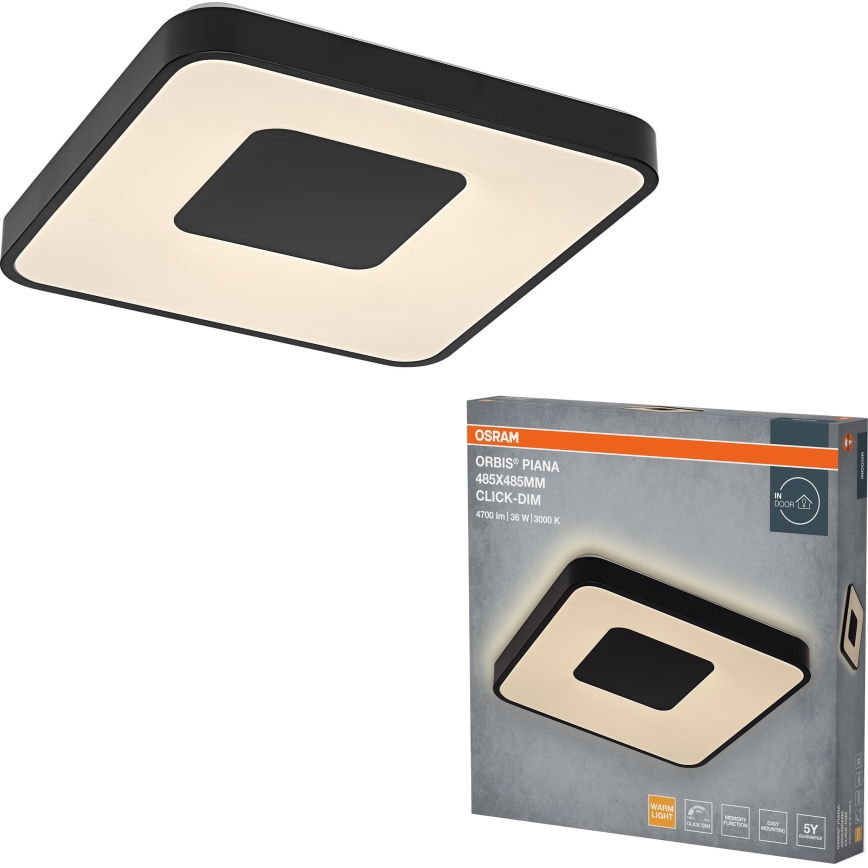 Osram - LED Stmívatelné stropní svítidlo ORBIS PIANA LED/36W/230V 48,5x48,5 cm černá