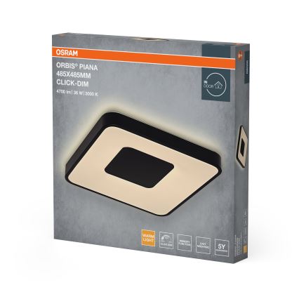 Osram - LED Stmívatelné stropní svítidlo ORBIS PIANA LED/36W/230V 48,5x48,5 cm černá