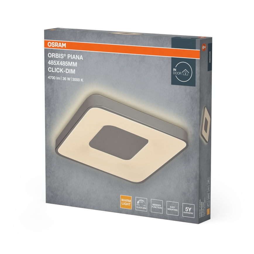 Osram - LED Stmívatelné stropní svítidlo ORBIS PIANA LED/36W/230V 48,5x48,5 cm stříbrná