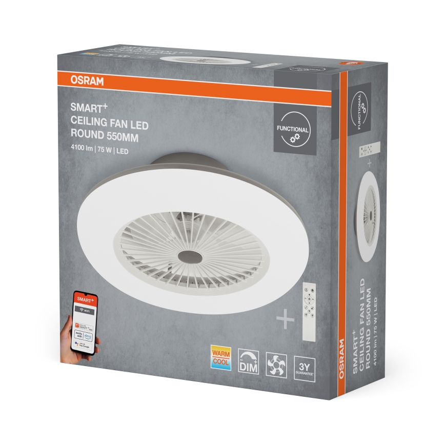 Osram - LED Stmívatelné stropní svítidlo s ventilátorem SMART+ LED/75W/230V 3000-6500K Wi-Fi + dálkové ovládání