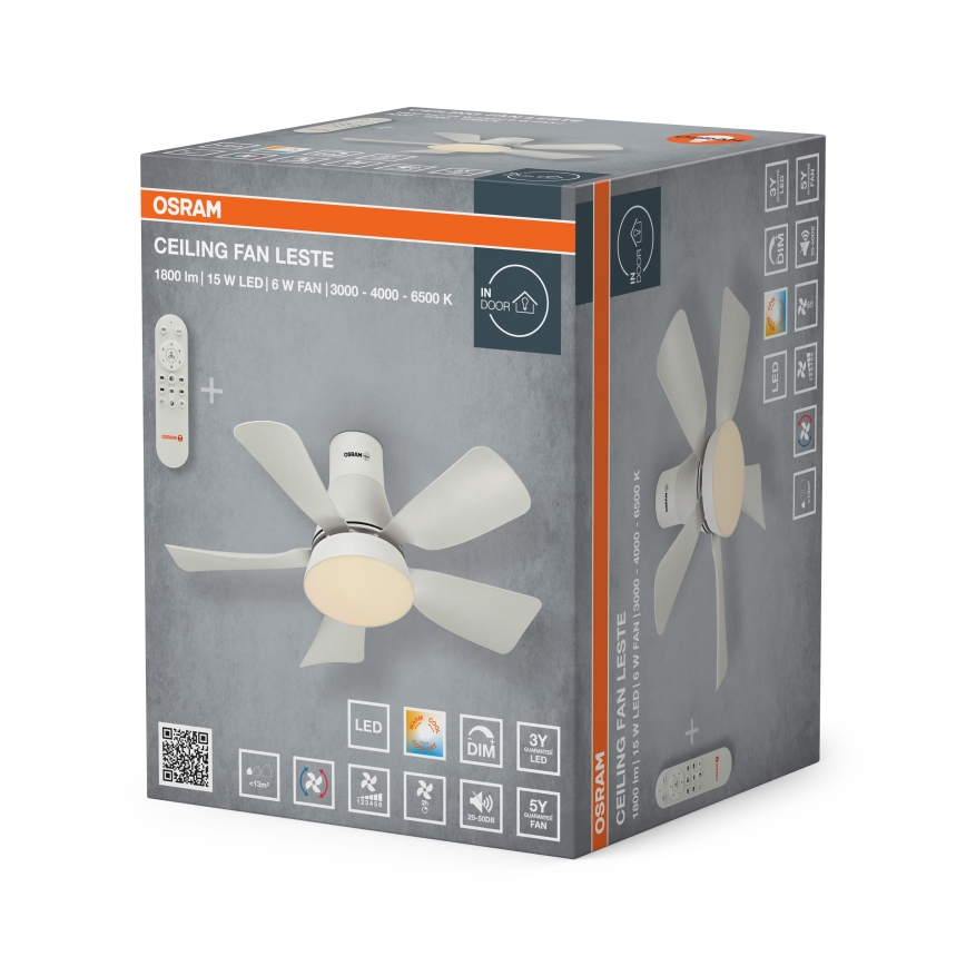Osram - LED Stmívatelný stropní ventilátor LESTE LED/15W/230V 3000/4000/6500K + dálkové ovládání