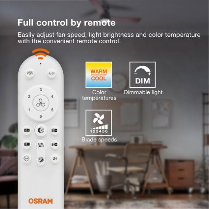 Osram - LED Stmívatelné stropní svítidlo s ventilátorem LEVECHE LED/36W/230V 3000/4000/6500K + dálkové ovládání