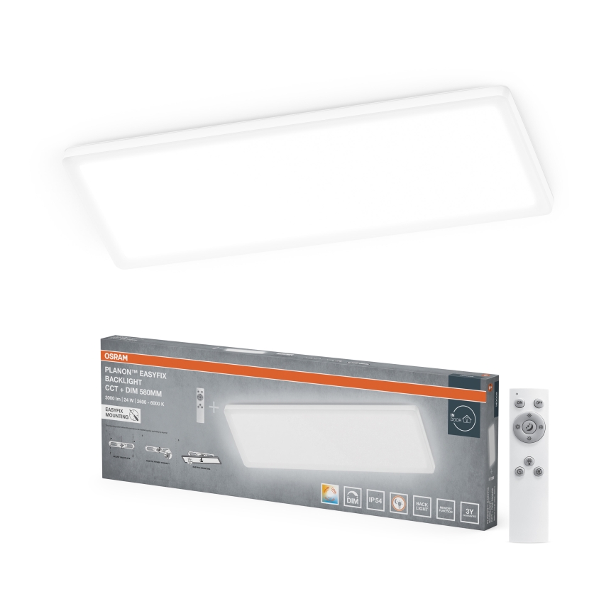Osram - LED Stmívatelné koupelnové stropní svítidlo PLANON EASYFIX LED/24W/230V 2600-6000K 20x58 cm IP54 bílá + dálkové ovládání