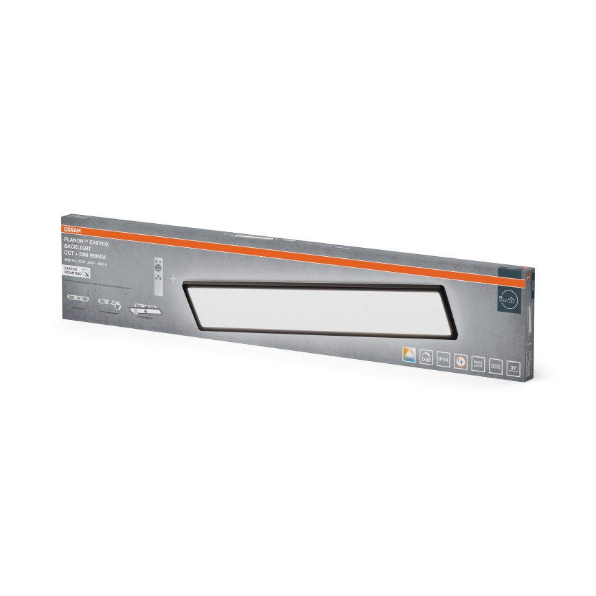 Osram - LED Stmívatelné koupelnové stropní svítidlo PLANON EASYFIX LED/30W/230V 2600-6000K 20x98 cm IP54 černá + dálkové ovládání