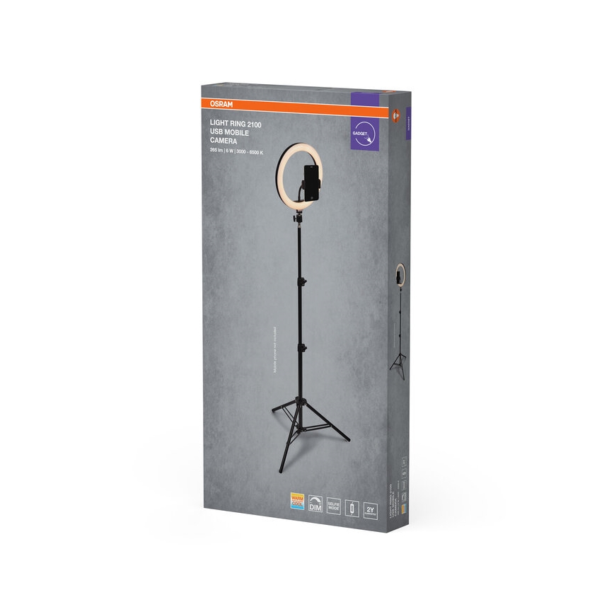 Osram - LED Stmívatelná lampa se stojanem a držákem pro vlogování LED/6W/USB 210 mAh