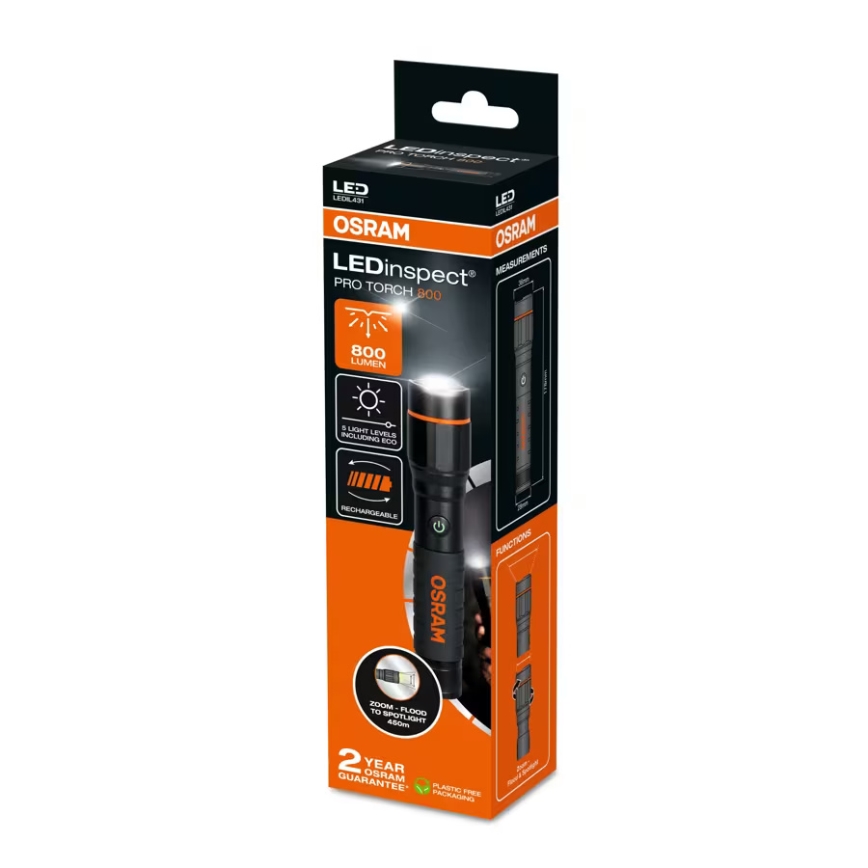 Osram - LED Stmívatelná nabíjecí svítilna LEDINSPECT PRO TORCH 800 LED/8W/3,7V 2200 mAh IP44