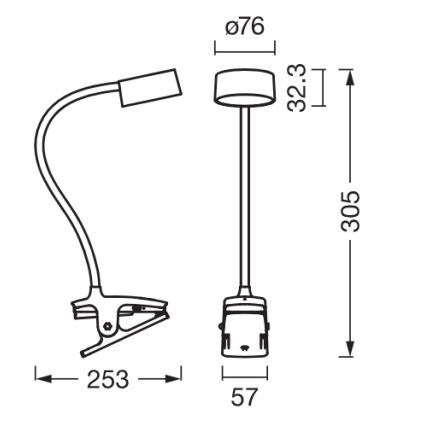 Osram - LED Stmívatelná stolní lampa s klipem OFFICE LINE LED/4,8W/230V 3000/4000/6500K černá